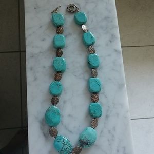 Chunky turquoise sterling nugget necklace